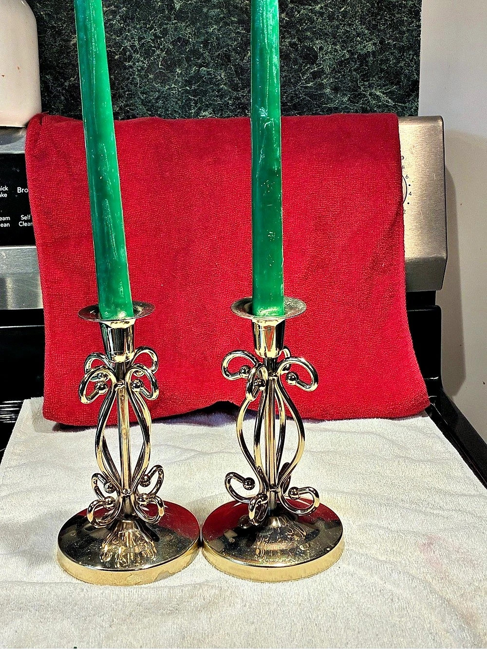 Gold Scrollwork Candleholder Pair